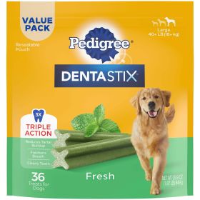 PEDIGREE DENTASTIX Dental Bones Treats for Large Dogs (Weight: 1.94 lb, Quantity: 36 Treats, Flavor: Fresh)