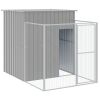 Dog House with Run Light Gray Galvanized Steel