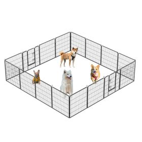 Dog Pens Outdoor 32" Height Foldable Heavy Duty Metal Portable Dog Playpen Indoor Anti-Rust Exercise Dog Fence with Doors for Large/Medium/S (size: 16 Panels)