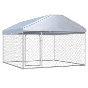 Outdoor Dog Kennel with Roof (size: 78.7"x78.7"x53.1")