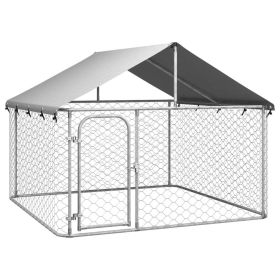 Outdoor Dog Kennel with Roof (size: 78.7"x78.7"x59.1")