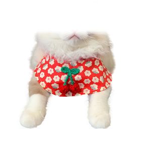 Small Dog Cat Cute Cherry Bibs Scarf Pet Bandana Neckerchief Accessories (Color: Red)